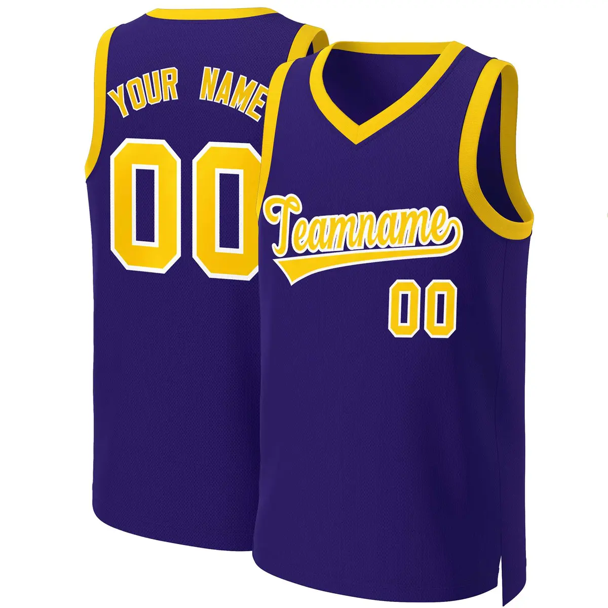 Purple Gold-White Classic Basketball Jersey