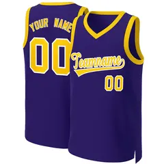 Purple Gold-White Classic Basketball Jersey 1