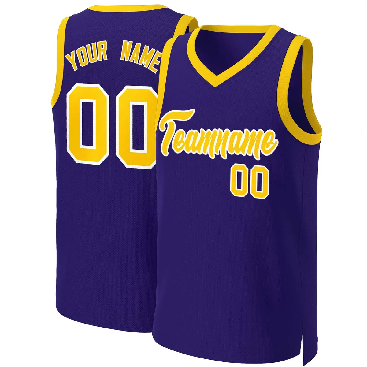 Purple Gold-White Classic Basketball Jersey