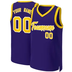 Purple Gold-White Classic Basketball Jersey 1