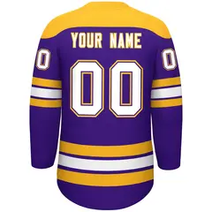 Purple Gold White Classic Lace-Up Neck Hockey Jersey 4