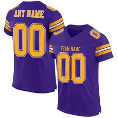Purple Gold-White Classic Mesh Authentic Football Jersey 1
