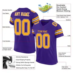 Purple Gold-White Classic Mesh Authentic Football Jersey 2