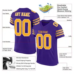 Purple Gold-White Classic Mesh Authentic Football Jersey 2