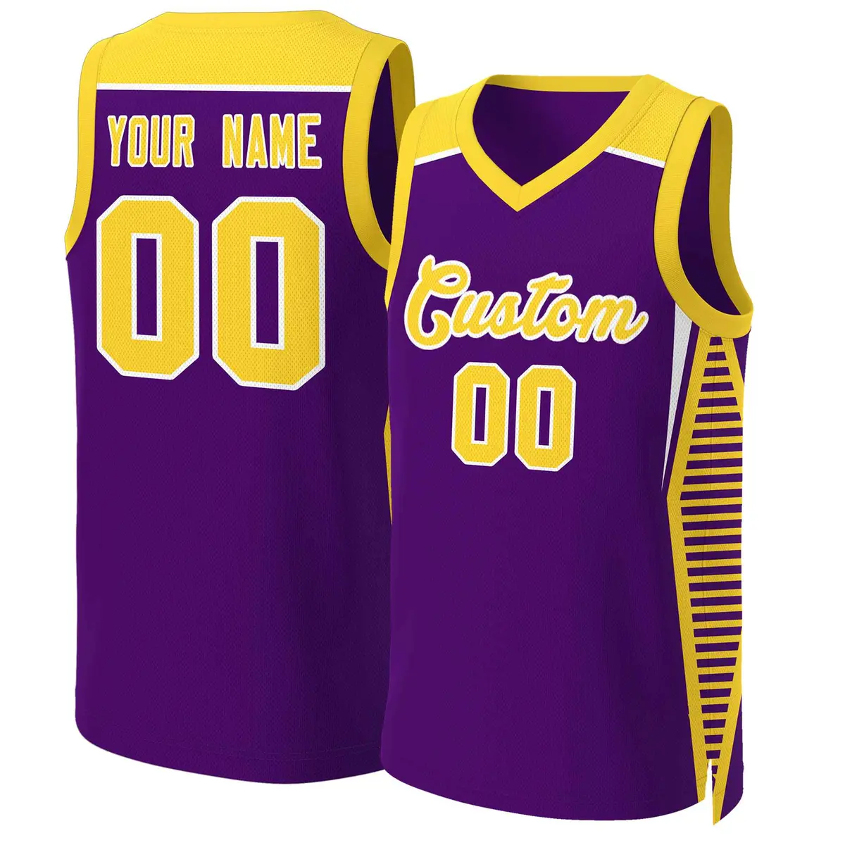 Purple Gold-White Classic Mesh Basketball Jersey