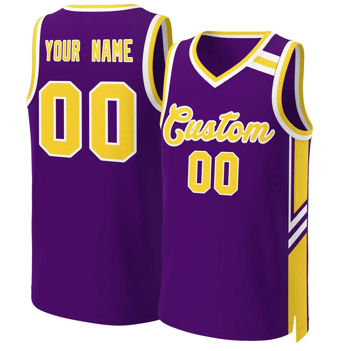 Purple Gold White Classic Mesh Basketball Jersey