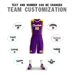 Purple Gold-White Classic Mesh Basketball Jersey 4