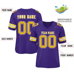 Purple Gold-White Classic Style Authentic Football Jersey 2