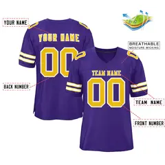 Purple Gold-White Classic Style Authentic Football Jersey 2