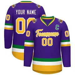 Purple Gold-White Classic Style Hockey Jersey 1