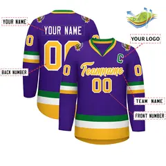 Purple Gold-White Classic Style Hockey Jersey 2