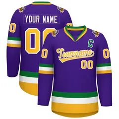 Purple Gold-White Classic Style Hockey Jersey 1