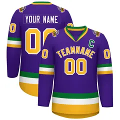 Purple Gold-White Classic Style Hockey Jersey 1