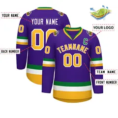 Purple Gold-White Classic Style Hockey Jersey 2