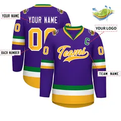 Purple Gold-White Classic Style Hockey Jersey 2