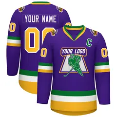 Purple Gold-White Classic Style Hockey Jersey 1