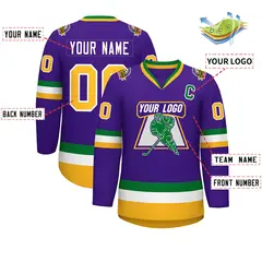 Purple Gold-White Classic Style Hockey Jersey 2