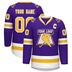 Purple Gold-White Classic Style Hockey Jersey 1