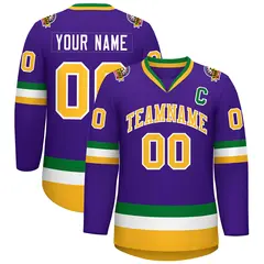 Purple Gold-White Classic Style Hockey Jersey 1