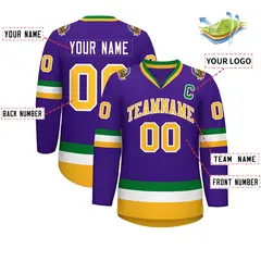 Purple Gold-White Classic Style Hockey Jersey 2