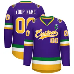 Purple Gold-White Classic Style Hockey Jersey 1