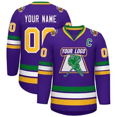 Purple Gold-White Classic Style Hockey Jersey 1
