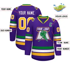Purple Gold-White Classic Style Hockey Jersey 2