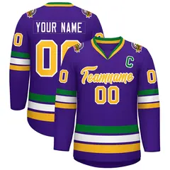 Purple Gold-White Classic Style Hockey Jersey 1