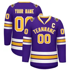 Purple Gold-White Classic Style Hockey Jersey 1