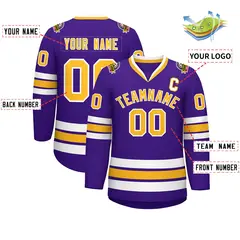 Purple Gold-White Classic Style Hockey Jersey 2