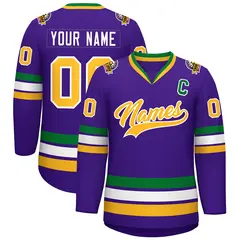 Purple Gold-White Classic Style Hockey Jersey 1