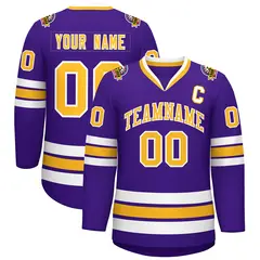 Purple Gold-White Classic Style Hockey Jersey 1