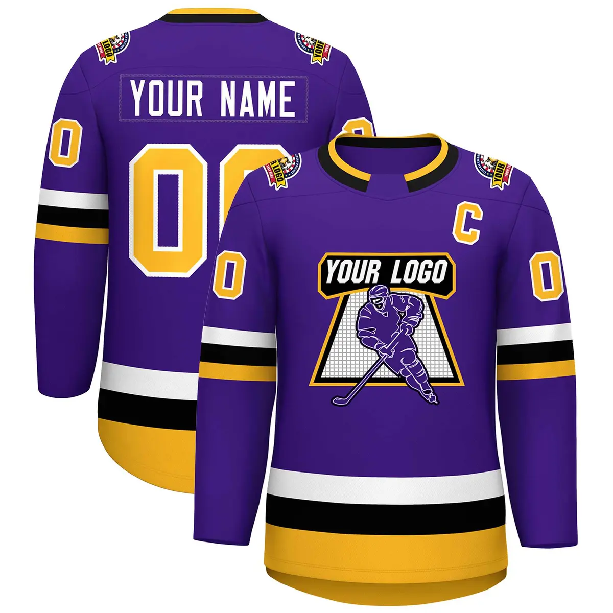 Purple Gold-White Classic Style Hockey Jersey
