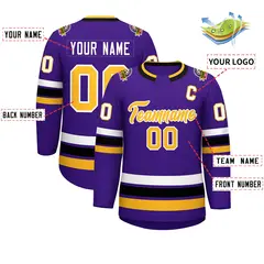 Purple Gold-White Classic Style Hockey Jersey 2