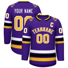 Purple Gold-White Classic Style Hockey Jersey