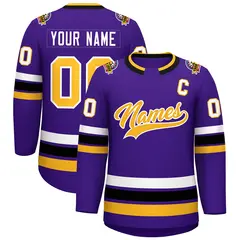 Purple Gold-White Classic Style Hockey Jersey