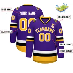 Purple Gold-White Classic Style Hockey Jersey 2