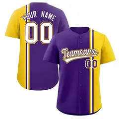 Purple Gold-White Color Block Authentic Baseball Jersey 1