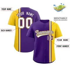 Purple Gold-White Color Block Authentic Baseball Jersey 2