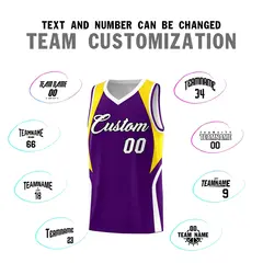 Purple Gold White Color Block Basketball Jersey 4