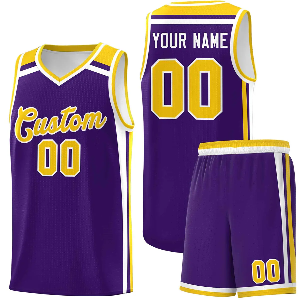 Purple Gold White Color Charge Series Team Basketball Jersey