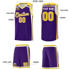 Purple Gold White Color Charge Series Team Basketball Jersey 5