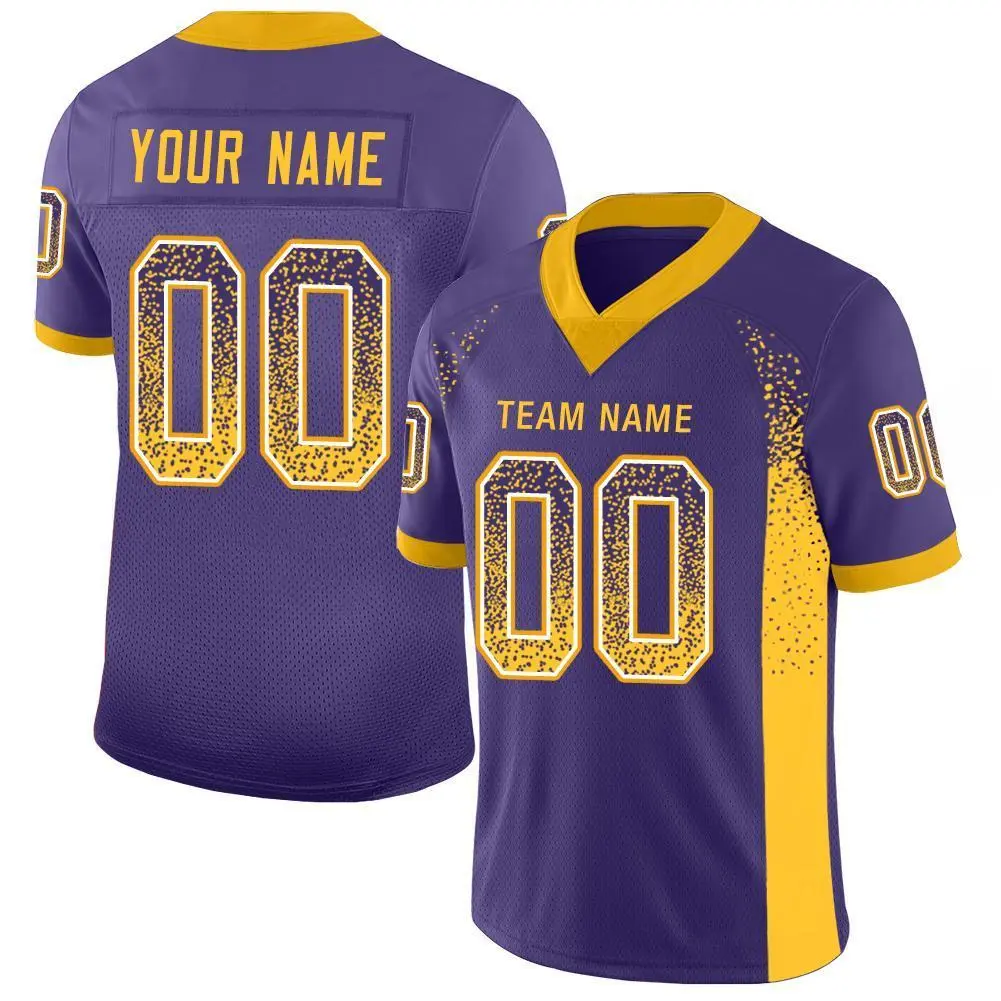Purple Gold-White Drift Mesh Football Jersey
