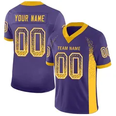 Purple Gold-White Drift Mesh Football Jersey 1