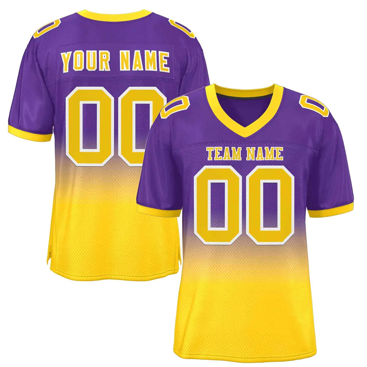 Purple Gold-White Gradient Fashion Outdoor Football Jersey