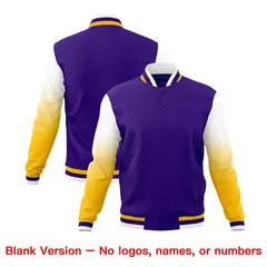 Purple Gold White Gradient Raglan Varsity Letterman Jacket 7