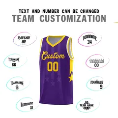 Purple Gold White Gradient Star Graffiti Basketball Jersey 4