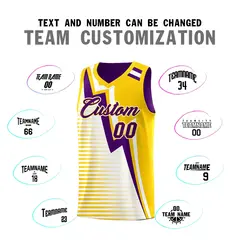 Purple Gold White Gradient Stripes Lightning Reversible Basketball Jersey 4