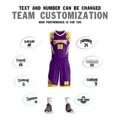 Purple Gold-White Graffiti Angular Element Basketball Jersey 4