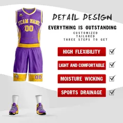 Purple Gold-White Graffiti Lightning Basketball Jersey 2